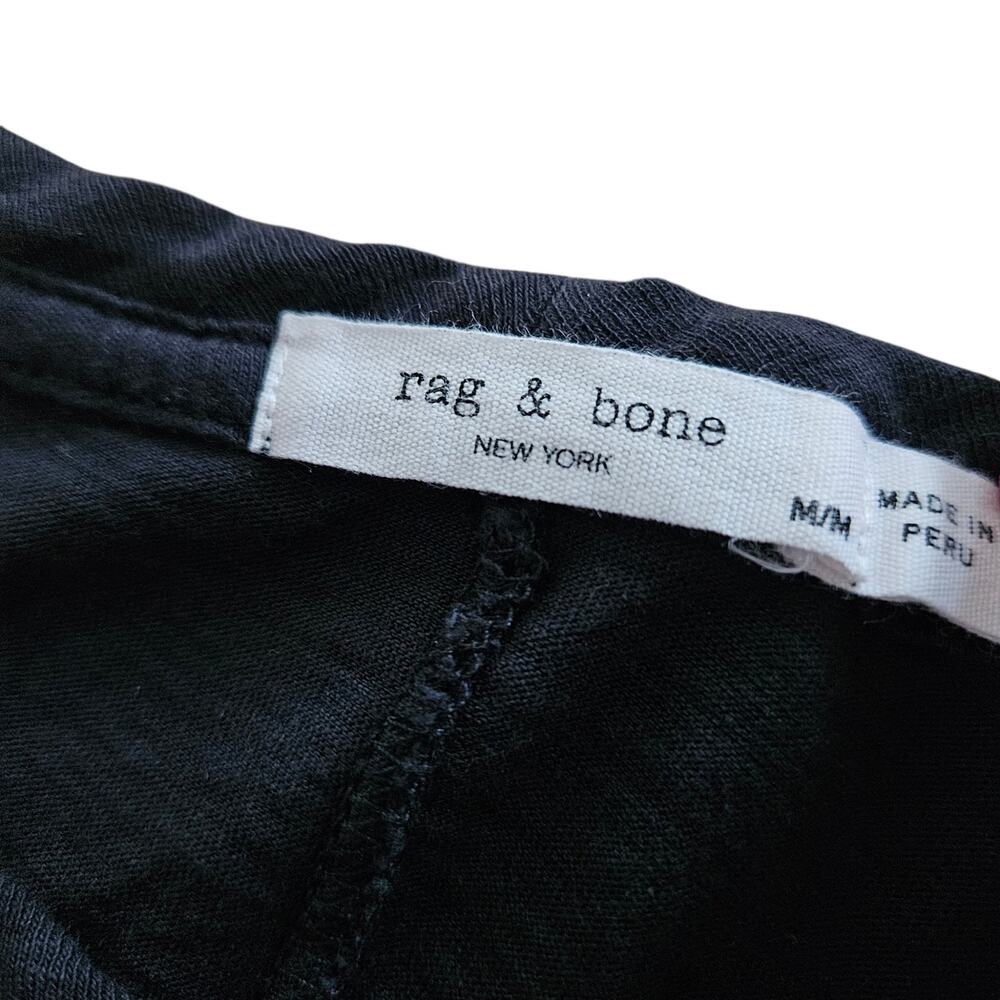 Women's Rag & Bone Black Embroidered Bouquet Logo Short Sleeve T-Shirt Medium - Picture 5 of 11